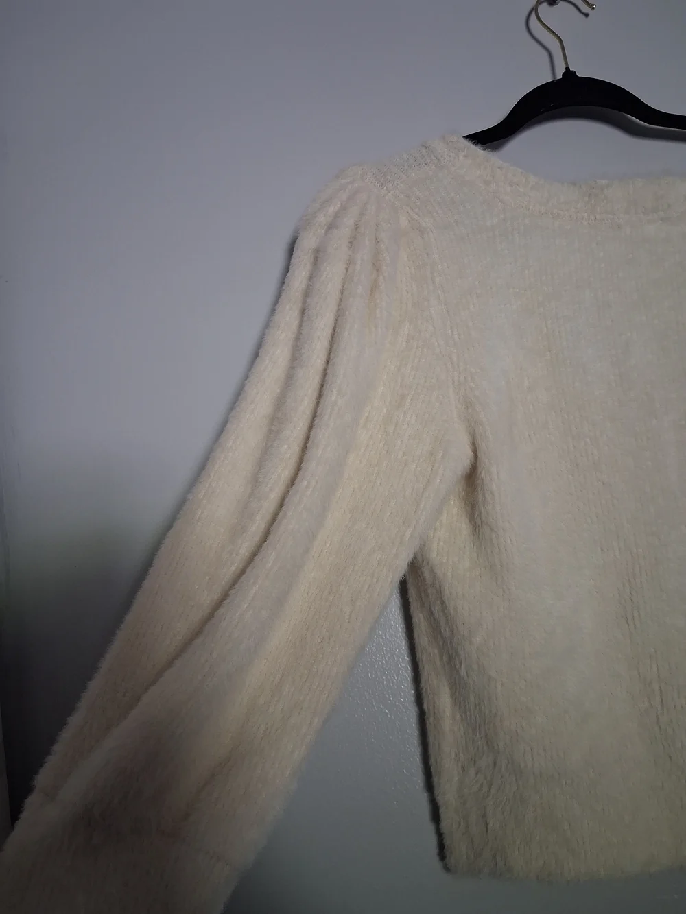 Free People Moonbeam Fuzzy Crop Pullover Ivory Sweater M